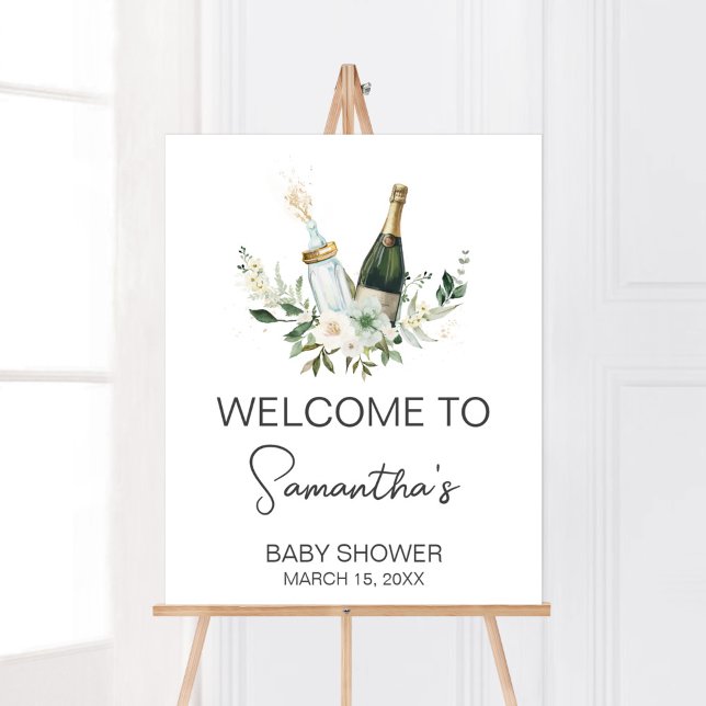 Poster Bouteilles de bébé Poppin' Baby shower Bienvenue (Poppin' Bottles Baby Shower Welcome Sign)