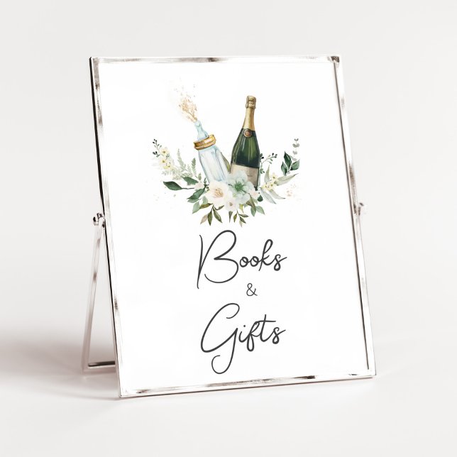 Poster Bouteilles de bébé Poppin' Baby showers Livres et  (Poppin' Bottles Baby Shower Books and Gifts Sign)