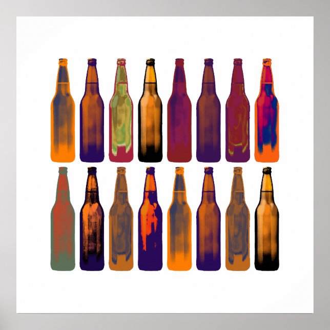 Poster bouteilles de bière couleur (Devant)