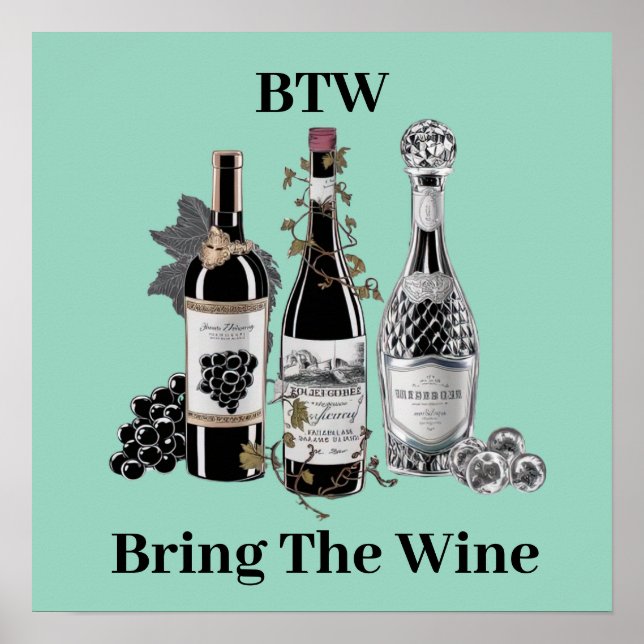 Poster Bouteilles de vin amusantes (Devant)