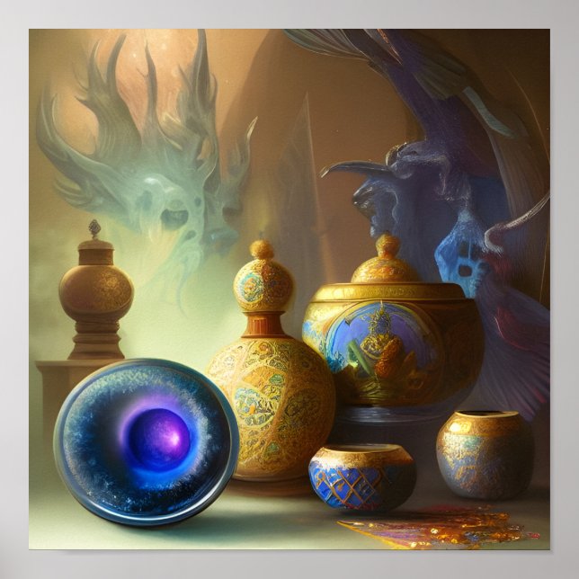 Poster Bouteilles d'émail mystique et Art numérique de Bo (Devant)