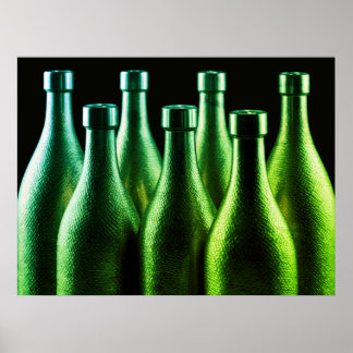 Poster Bouteilles en acier rétro de couleur vert brillant