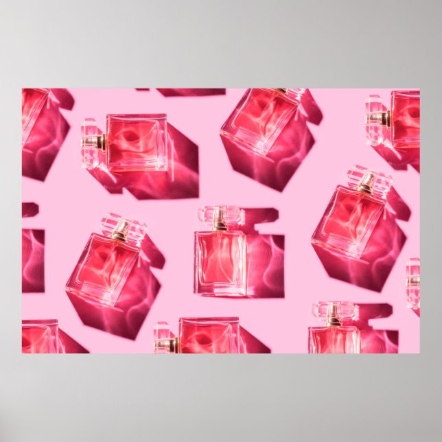 Poster Bouteilles motifs de parfum féminin (Devant)