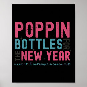 Poster Bouteilles Pn pour la nouvelle année, sage-femme l