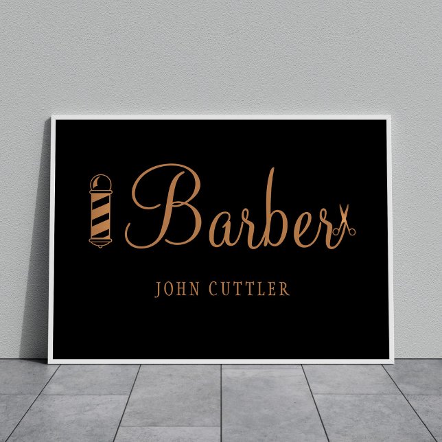 Poster Boutique de coiffure nom or noir logo (Créateur téléchargé)
