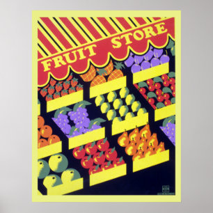 Poster Boutique de fruits WPA vintage