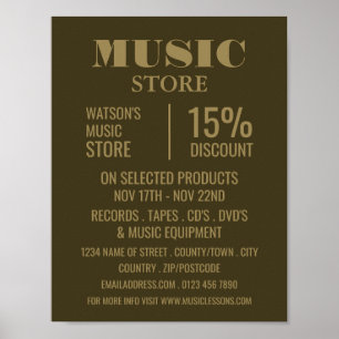 Poster Boutique de musique élégante Publicité