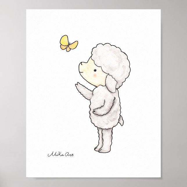 Poster Bouton d'agneau mignon Papillon Nourriture d'art I (Devant)