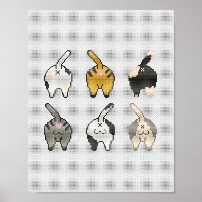 Poster Bouton de chat amusant (Devant)
