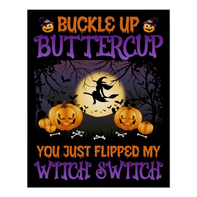 Poster Bouton d'interrupteur de sorcière d'Halloween vers (Devant)