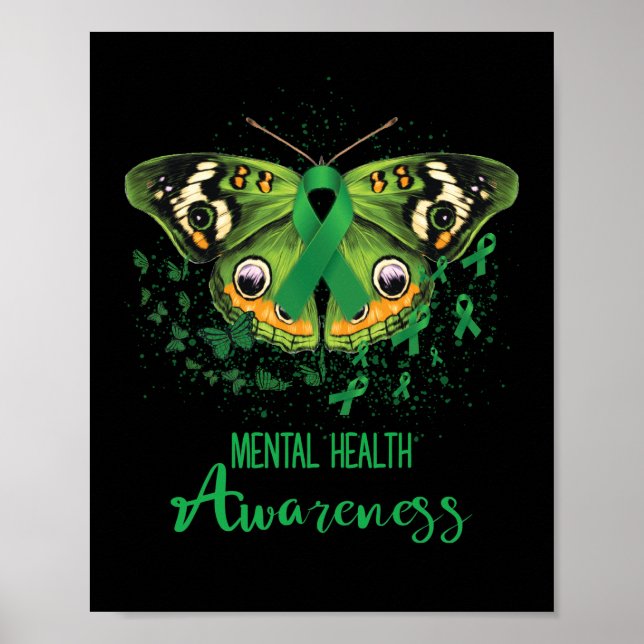 Poster Bouton vert de sensibilisation à la santé mentale (Devant)