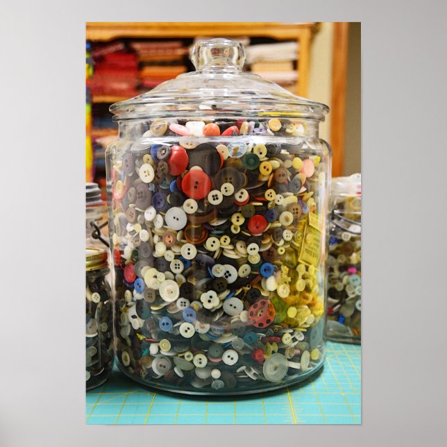 Poster Boutons vintages dans un pot (Devant)