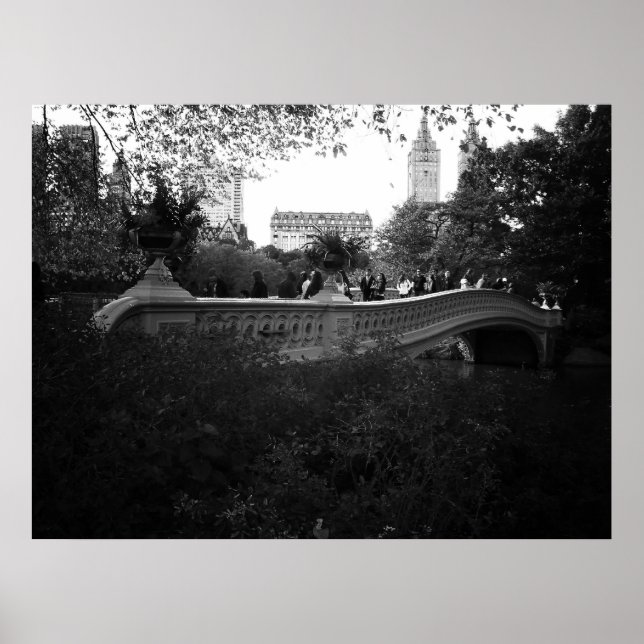 Poster Bow Bridge, noir et blanc, Central Park, NYC (Devant)
