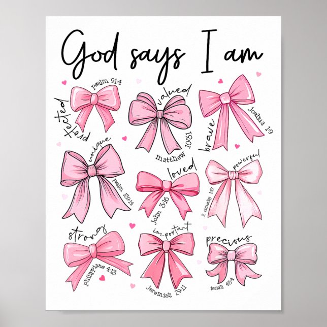 Poster Bow God Say I Am Christian Girl Teen Women Bible V (Devant)