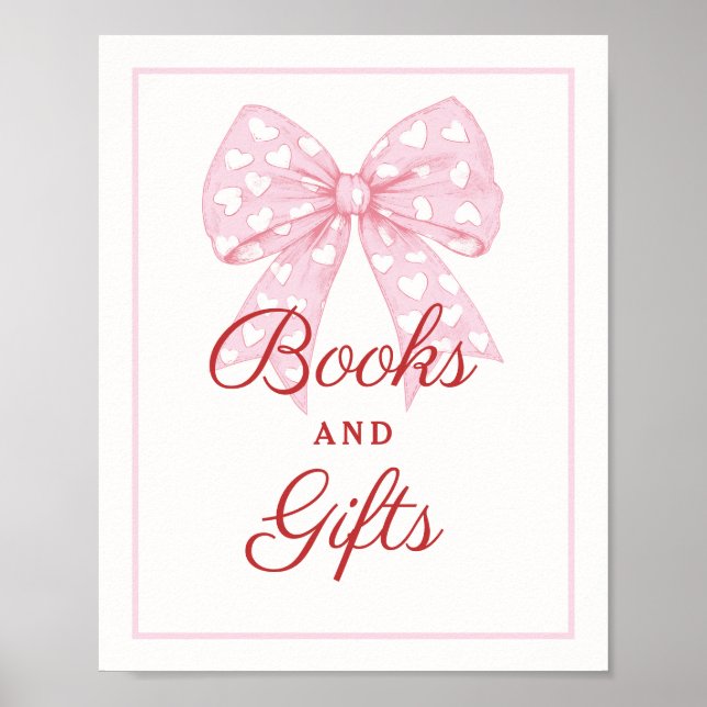 Poster Bow rose Chérie Baby shower Livres et Cadeaux (Devant)