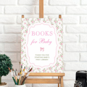 Poster Bow rose Vintage Livres floraux pour bébé