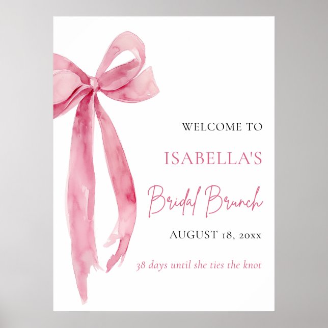 Poster Bow She's Tying the Knot Bridal Brunch Bienvenue (Devant)