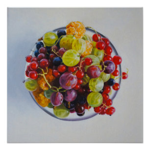 Poster Bowl of Berries - Hyperréaliste Fruit Still Life
