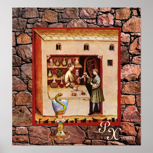Poster BOWL OF HYGEIA, PHARMACIE ANTIQUE, Pharmaciste (Devant)