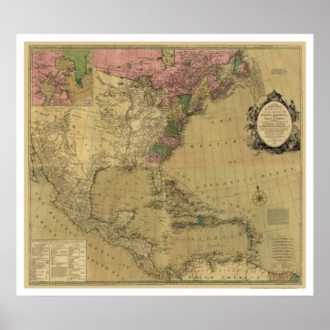Poster Bowles - Carte détaillée de l'Amérique - 1784 (Devant)