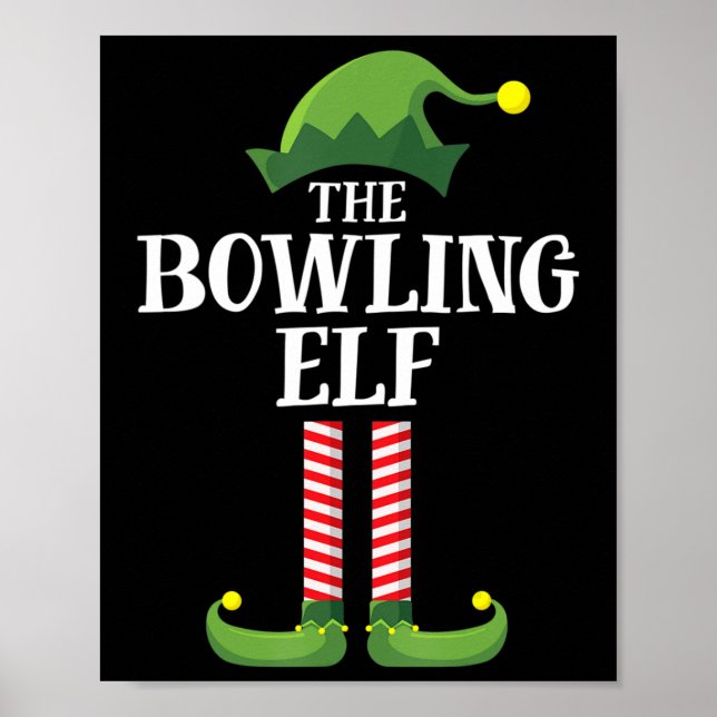 Poster Bowling Elf Correspondance Famille Groupe Noël (Devant)