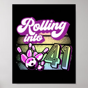Poster Bowling Party Rolling En 41 Bowling Anniversaire