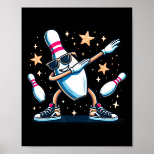 Poster Bowling Pin Dabbing Sungles Bowler Player Kids Boy