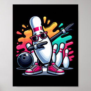 Poster Bowling Pin Dabbing Sungles Bowler Player Kids Boy