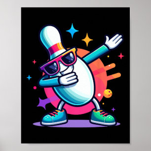 Poster Bowling Pin Dabbing Sungles Bowler Player Kids Boy