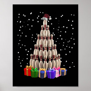 Poster Bowling sapin de Noël Funny Noël Famille jumelée