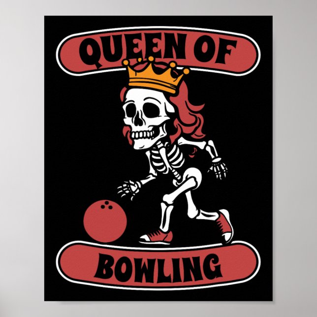 Poster Bowling Skeleton Team League - Alley Bowler Queen (Devant)