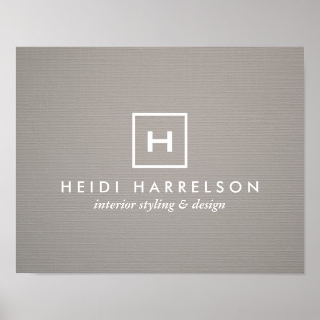 Poster BOX LOGO avec VOTRE INITIAL/MONOGRAM sur LINGE GRA (Devant)