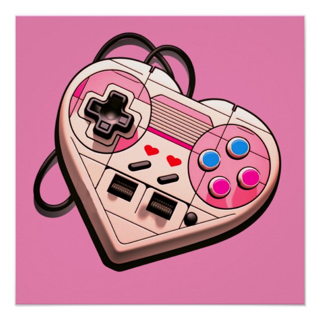 POSTER BOX-RETRO GAMER EN FORME DE COEUR (Devant)