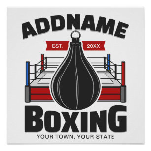 Poster Boxe Anneau AJOUTER NOM Boxer Gym Speed Sac