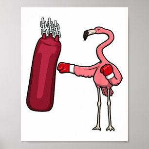 Poster Boxe de Flamant rose auto-défense