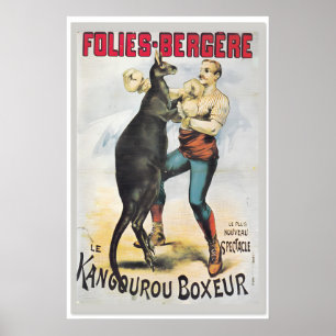 Poster Boxe de kangourou - Art français vintage style ann