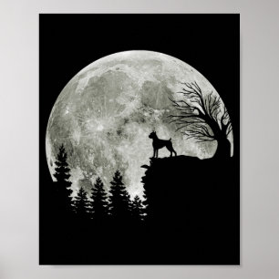 Poster Boxe debout sur la lune de montagne lumière Hallow