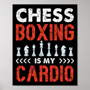 Poster Boxe D'Échecs Est Mon Cardio Unique Sport Fun