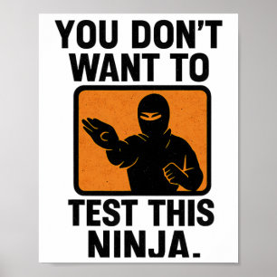 Poster Boxe des arts martiaux Ninja Danger Stencil Graphi