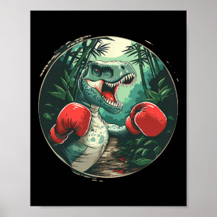Poster Boxe Dinosaure Boxer Dino Kickboxing T-rex Boxe