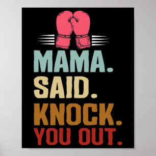Poster Boxe Kickboxing Maman a dit vous frapper la fête d