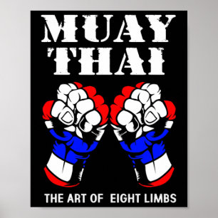 Poster Boxe main kickboxing l'art des 8 membres Muay Tha