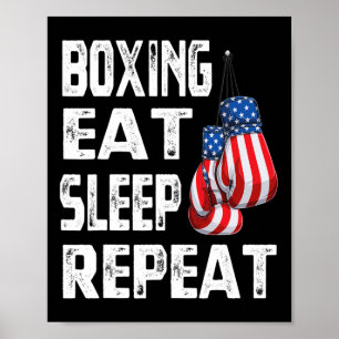 Poster Boxe Manger Dormir Répéter Gym Boxeur Kickboxing M