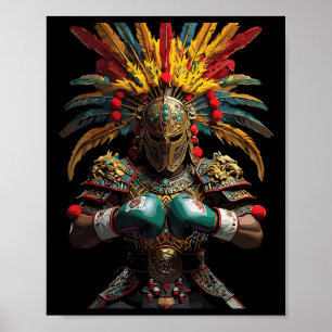 Poster Boxe mexicaine puissance guerrière aztèque