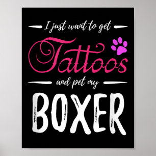 Poster Boxer Amoureux des chiens Tattoo Shirt Funny Chien