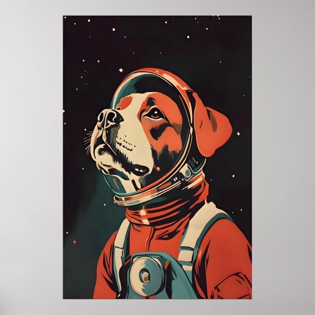 Poster Boxer Astronaut Poster, Boxer Retro Print, Boxer (Devant)