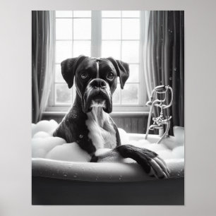 Poster Boxer Chien Salle de bain Mur Art, Boxer Prendre u