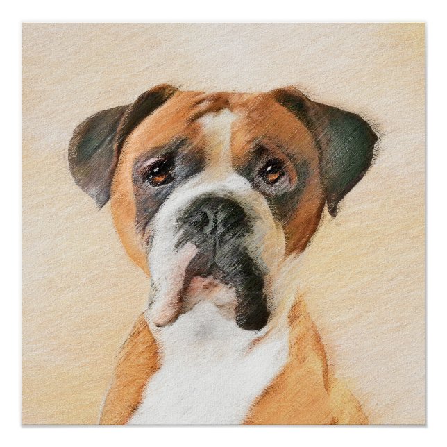 Poster Boxer Dog Peinture Non Décroché Art animal origina (Devant)