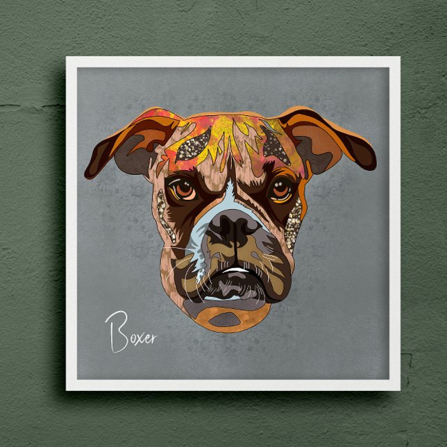 Poster Boxer fou peint à la main (Créateur téléchargé)
