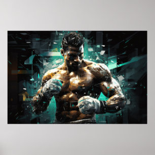 Poster Boxer Sport Peinture Art Décor Abstrait